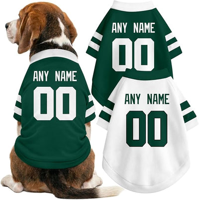New York J Dog Clothes Jersey Style Personalized Pet T Shirt with Custom Name Number for Small Medium Large Dogs