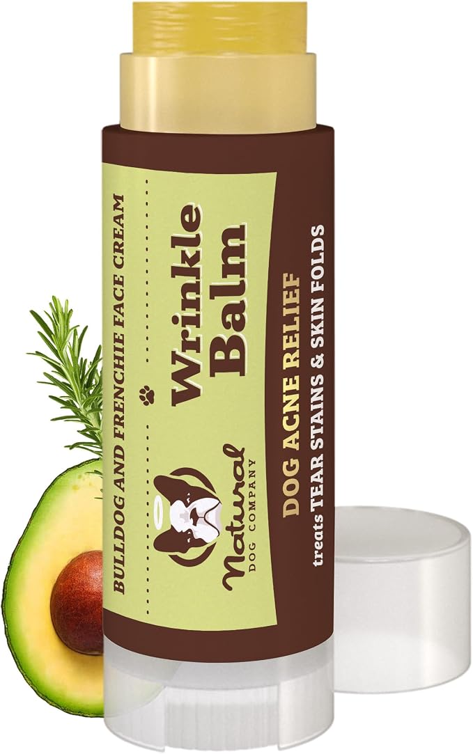 Natural Dog Company Wrinkle Balm for Dogs – Dog Skin Fold Balm for Bulldogs, Frenchies & Pugs, Moisturizing Face Fold Care for Warm Weather, Humid Summer Days & Daily Cleaning Routines, 0.15 oz Stick