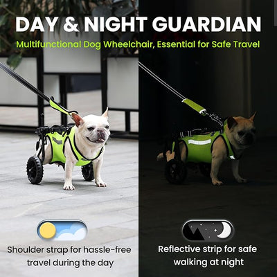 Adjustable Dog Wheelchair for Back Legs, for All Breed Dog - Includes High-Visibility Vest, Leash & Sling Lift, Lightweight Pet Wheelchair for Disabled Hind Legs (Medium, for Small Breed Dog)