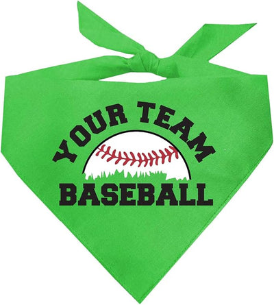 Custom Baseball Team Dog Bandana | 100% Cotton Adjustable Triangle | Made in USA | Personalized | Sports Fan | Game Day |Lime, X-Small (1431)
