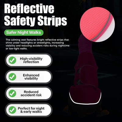Dog Anxiety Vest with Hood, Soft Thunder Jacket for Fireworks, Vet Visits & Separation Anxiety – No Medication or Training