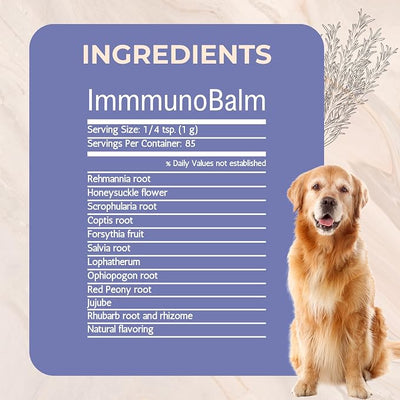ImmunoBalm Itch and Inflammation Relief for Dogs by Gold Standard Herbs, All Natural Granular Herbal Powder (85 gram)