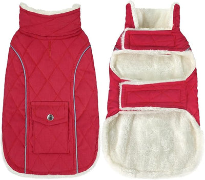 Malier Dog Winter Coat, Large, Red - Windproof, Extra Warm, Reflective Clothes for Small Medium Large Dogs and Puppy
