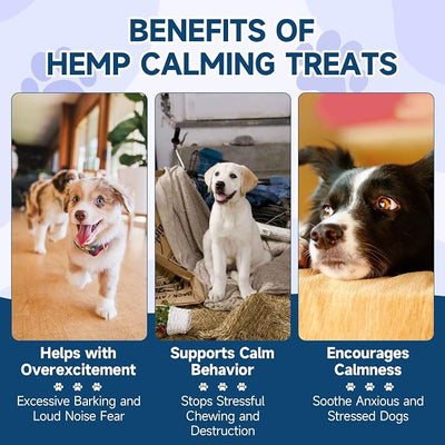 Woyamay Hemp Calming Chews for Dogs, 200 Treats Dog Calming Chews for Anxiety & Stress Relief, Anxiety Relief Treats for Dogs with Hemp Oil, Melatonin Dog Calm Treats for Stress|Sleep|Separation
