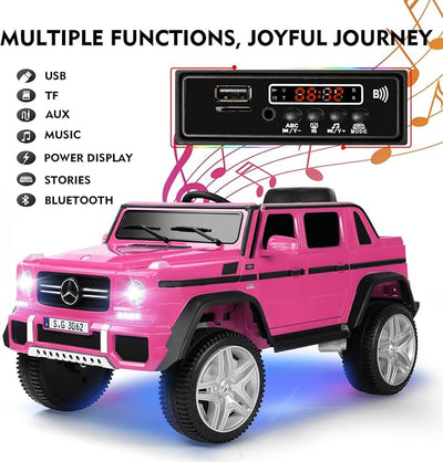 Ride On Cars, Licensed Mercedes-Benz Maybach G650S, 12V7AH Battery Powered Toy Electric Car for Kids W/LED Underglow Lights,Remote Control, 2 Motors, 3 Speeds, Music, Bluetooth,Horn, Rose Pink