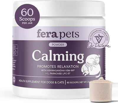 Fera Pets Dog & Cat Calming Supplement - Pet Relaxation Powder, 60 Scoops