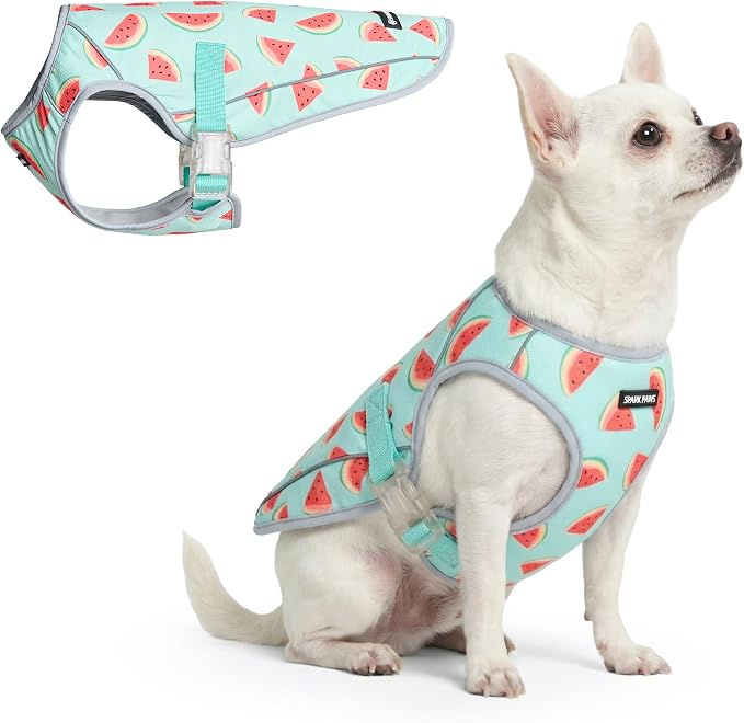Spark Paws Dog Cooling Vest - SPF 50 UV Sun Protection - Summer Heat Relief Gear for Dogs, Lightweight, Evaporative Cooling - Dog Anxiety Relief Vest During Hot Days - Watermelon - Size S