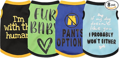 Elevate Your Pet's Seasonal Style with Playful Panache: 4-Piece Set of Dog Shirts Featuring Hilarious Printed Patterns for Airy Comfort in Summer and Fall Classic Set 2 XX-Large