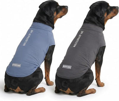 Spark Paws Sunblock Dog T-Shirt, SPF30 Protection, Lightweight Breathable Quick Dry for Dogs with Sensitive Skin - Navy Blue & Dark Grey (Set of 2) - Size 5XL