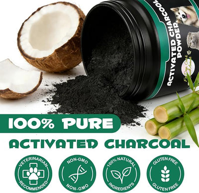 Activated Charcoal for Dogs & Cats – 120g Powder for Digestive Health & Normal Stool – Single Ingredient, Non-GMO, Gluten-Free Pet Supplement