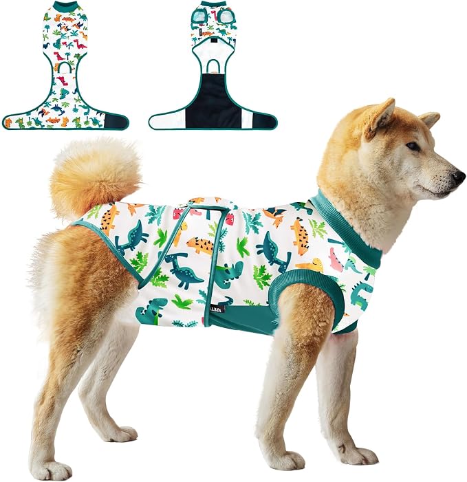 Dog Surgery Recovery Suit,Female Male Dog Onesie for Spay Neuter,Substitute E-Collar & Cone,Anti-Licking Breathable Onesie for Small Medium Large Dogs,Dinosaur XL