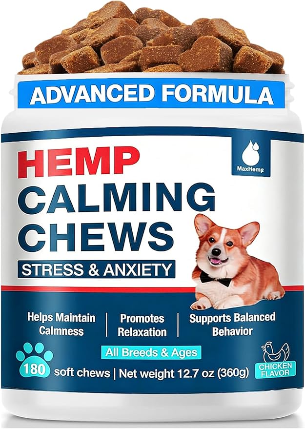 Calming Chews for Dogs(180 Cts), Advanced Неmр Dog Calming Chews, Anxiеty Rеlief Treats Help with Separation, Composure, Barking, Thunderstorms, Strеss Rеlief,