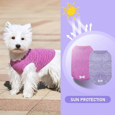 KYEESE 2 Pack Dog Shirts Quick Dry Soft Stretchy Pet T-Shirts with Reflective Label Tank Top Sleeveless Vest Sun Protection Dog Clothes for Small Dogs, Small, Purple+Pink