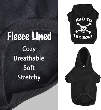 EXPAWLORER Dog Hoodie Sweater - Bad to The Bone Dog Sweatshirt Skeleton Costume, Warm Fleece Lined Pet Clothes with Leash Hole, Fall Winter Cozy Soft Pet Outfit Coat for Large Giant Dogs, 2XL