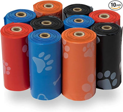 Best Pet Supplies Dog Poop Bags for Waste Refuse Cleanup, Doggy Roll Replacements for Outdoor Puppy Walking and Travel, Leak Proof and Tear Resistant, Thick Plastic - Assorted, 150 Bags