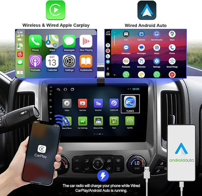 2+32G Android 12 Double Din Car Stereo for Chevrolet Silverado/GMC Sierra 2014-2018 with 10.1 Inch Touchscreen Radio Built-in Bluetooth5.4/WiFi6/Wireless Carplay/Android Auto/GPS/FM/AUX/Backup Camera