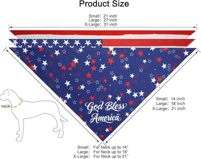 American Flag Dog Bandanas 3 Pack Small, 4th of July Patriotic Pet Scarf Bandana for Small Dogs Cats, Independence Day Memorial Day Red White Blue Holiday Costume Polyester