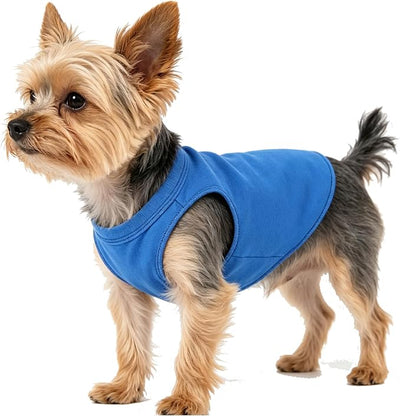 Dog Blue Tank Top Blank Pet Apparel Cotton Small Animal Outfit Puppy Clothes Yorkie Clothes (Neck Girth 12.99'')