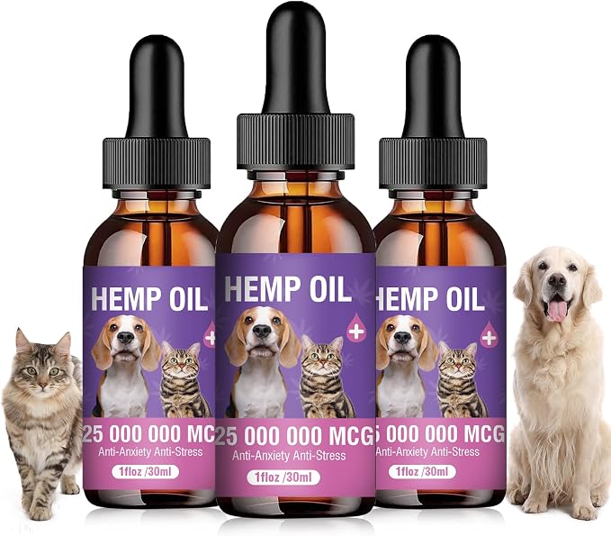 Tcllka Hemp Oil for Dogs and Cats 3 Pack Relief Pet with Anxiety Stress Pain Aggressive