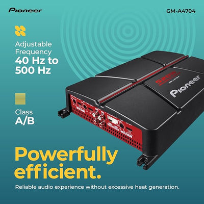 Pioneer GM-A4704 4-Channel Car Amplifier – 520W Max, Class AB, Bridgeable, Variable High-Pass Filter
