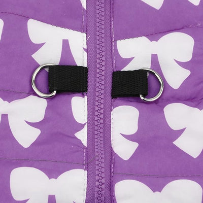 SMALLLEE_LUCKY_STORE Pet Water Resistant Winter Jacket Vest with D-Ring for Small Dog Cat Zip-up Padded Puppy Coat Chihuahua Yorkie Kitten Warm Clothes, Purple, L