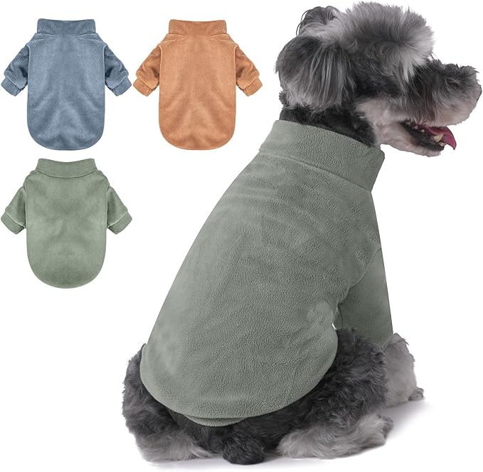 GYALAPERI Dog Sweater, 3 Pack Dog Sweaters for Small Dogs Girl Boy, Ultra Soft Warm Puppy Clothes Coat for Winter (Lt Blue+Olive+Brown, XX-Large)