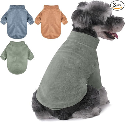 GYALAPERI Dog Sweater, 3 Pack Dog Sweaters for Small Dogs Girl Boy, Ultra Soft Warm Puppy Clothes Dog Coat for Winter (Lt Blue+Olive+Brown, X-Small)