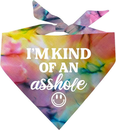 I'm Kind of an A (Problem) Dog Bandana | 100% Cotton Tie Dye Triangle | Made in USA | Do Not Pet | Funny Warning for Reactive or Moody Dogs | One Size | Rainbow Scrunch (31)