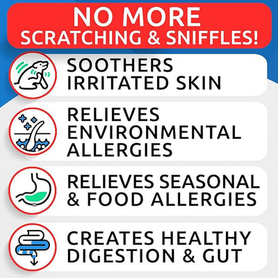 BARK&SPARK Dog Allergy Relief Soft Chews for Skin Health & Seasonal Allergies - Anti-Itch Supplement w/Omega-3, Quercetin & Bromelain Immune Treats for Dry Skin & Hot Spots - Grilled Chicken - 180ct