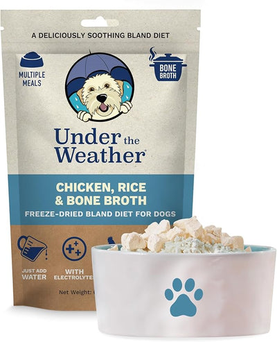 Under the Weather Bland Diet for Dogs, Chicken Rice & Bone Broth, 6oz | Easy to Digest for Sick Dogs, Contains Electrolytes, All Natural Freeze Dried, 100% Human Grade Meats, 1 Pack