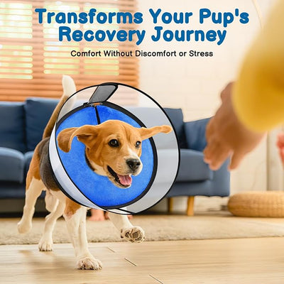 BARKLESS Dog Donut Collar, 2-in-1 Inflatable Dog Collars for After Surgery to Stop Licking Wounds, Patented Protective Donut Cone with High Shield for Small and Medium Pets (Blue, M)