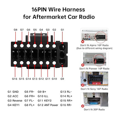 16PIN Car aftermarket Radio Wiring Harness for Toyota Camry RAV4 Corolla Tundra Highlander Car Stereo Wire Harness Power Cable Support Android Head Unit Steering Wheel Control