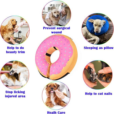Inflatable Dog Cone Collar for Dogs & Cats - Soft, Adjustable Blow-up Donut E-Collar for Small, Medium & Large Pets