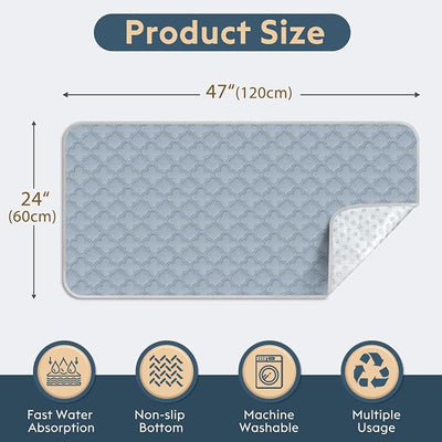 FunFurry Washable Guinea Pig Cage Liner - 4 Pack Reusable Washable Pee Pads，Waterproof Guinea Pig Bedding for Small Animal - Rabbit Bunny Hamster Puppy (Light Grey, 24" X 47" - 4 Pack)