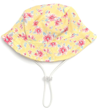 THE WORTHY DOG Fancy Floral Bucket Hat for Dogs – Lightweight Pet Sun Hat with Adjustable Chin Strap, Soft Brim & Bright Colors - Yellow, X-Large