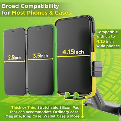 Cell Phone Mount for Truck Phone Holder for Truck Drivers - Heavy Duty Suction Cup, iPhone Holder for Dashboard Window 16.9 inch Long, for iPhone & Samsung, Commercial Trucker, Green