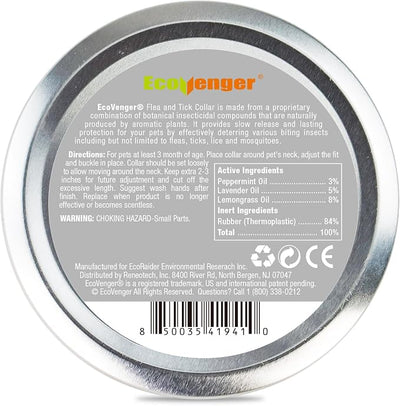 EcoVenger Flea Collars for Dogs & Cats - Flea & Tick Repellent 2-Pack White. Built-in Pant-Based Formula Strong Repellency Slow Release, Lasting Protection, Pleasant Aroma, Waterproof