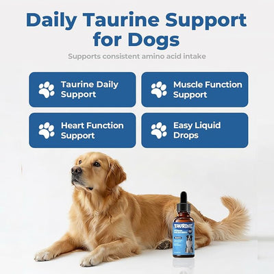 Taurine Supplement for Dogs Drops, Daily Amino Acid Liquid Drops for Heart Function, Muscle Support, Energy Balance & Physical Stability, 60 ml