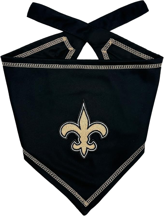 Pets First NFL New Orleans Saints TIE Bandana, Size Large/X-Large. Dog Bandana Scarf Bib for Pet Cat Dog. The Ultimate Game-Day, Party Bandana