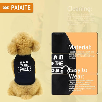 Discover Cozy Cotton Canine Wear: Soft, Lightweight, and Breathable Dog Shirt Vest with Eye-Catching Graphics(Bad to The Bone), Keeping Your Furry Friend Warm and Comfy! Grey 3XL