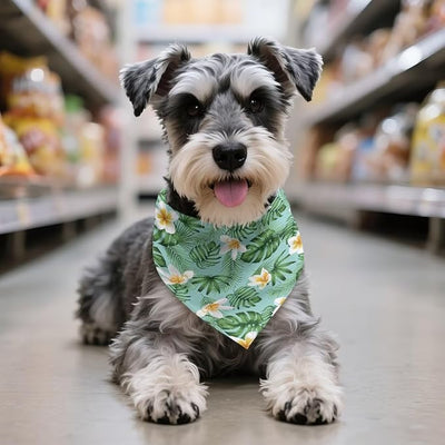 KEIAHUAN Tropical Flowers Dog Bandanas Reversible Triangle Pet Scarf Adjustable Kerchief Holiday Scarves for Small Medium Dog Boy Girl Pets