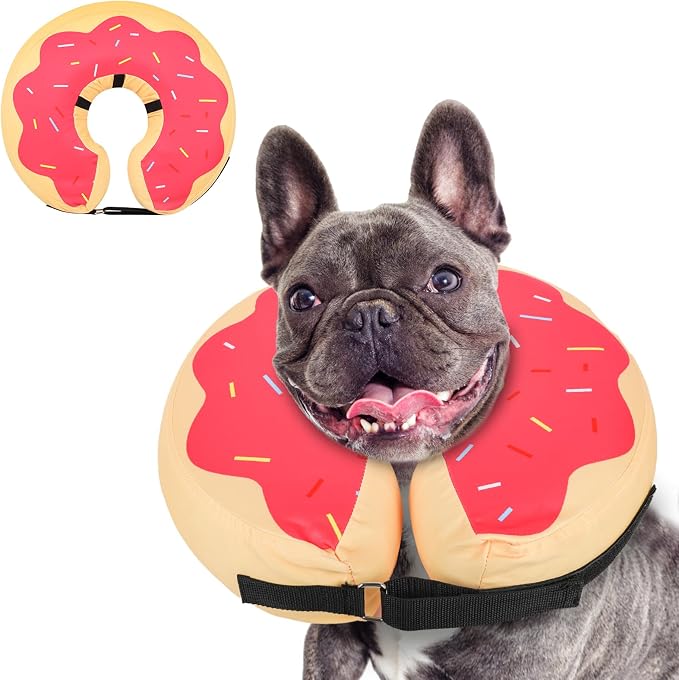 MIDOG Soft Inflatable Dog Cone, Donut E-Collar Alternative for After Surgery, Prevents Licking, Allowing Normal Eating & Vision, Comfortable Recovery Collar for Small Medium Large Dogs & Cats, Pink-M+