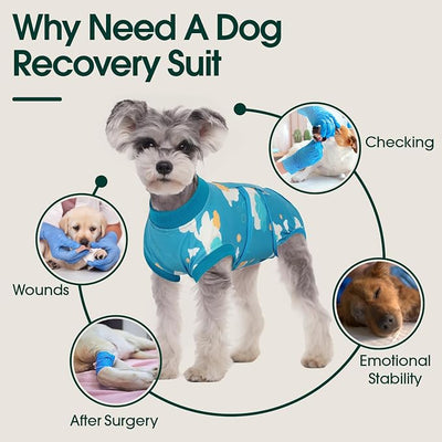Kuoser Dog Surgery Recovery Suit, Pet Recovery Suit for Dogs Female Male Spay Neuter, Anti-Licking Dog Surgical Onesie for Abdominal Wounds Skin Issues, Dogs Bodysuit Cone E-Collar Alternative, L