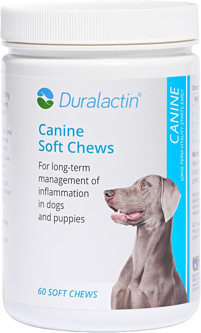 PRN Pharmacal Duralactin Canine Soft Chews - Joint Health Supplement for Dogs & Puppies - Supplement with Dried Milk Protein - 60 Count