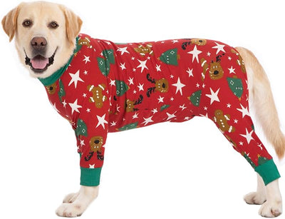kzrfojy Dog Christmas Pajamas Dog Recovery Suit for Dogs After Surgery Female Male Medium Large Neuter Spay Onesie for Shedding Prevent Licking Surgical Wound Cone Alternative