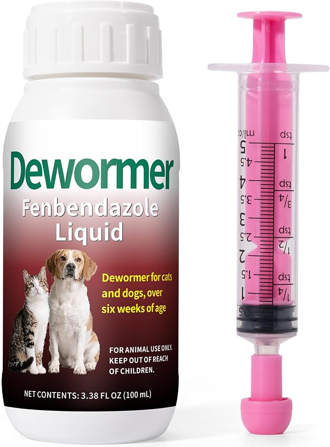 Liquid for Dogs & Cats - Fenbendazole for All Wormers, Tapeworms, Roundworms & Hookworms – Broad Spectrum, Safe for 6 Weeks and Older