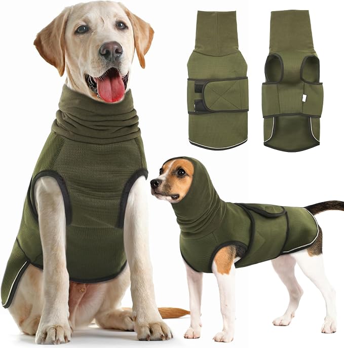 Dog Anxiety Vest with Hoodie,Breathable Dog Thunder Jacket for Thunderstorms,Fireworks,Vet Visits,Separation,Adjustable Calming Vest for Small Medium Large Dogs,Green,3XL