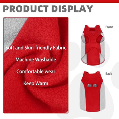 KOOLTAIL Small Dog Sweater - Dog Fleece Vest Jacket with Leash D-Ring for Small Medium Dogs, Soft Pullover Winter Warm Cold Weather Coats, Pet Fall Clothes Outfit for Puppy Cat Boys&Girls, Red M