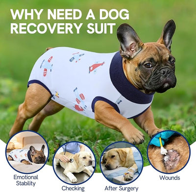 SAWMONG Recovery Suit for Dogs Female Male, Breathable Dog Onesie Body Suit After Surgery Spay Neuter, Professional Pet Surgical Suit, Substitute E-Collar Cone (Blue, L)
