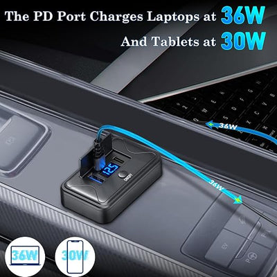 90W 12V USB Outlet Panel Wall Mount, Dual 36W USB C and QC 3.0 18W Car USB Port Charger with Voltmeter Button Switch, Waterproof 3 USB Multi Port Power Outlet DIY 12V Accessories for Car Bus RV Truck